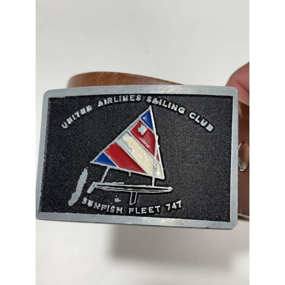 United Airlines Sailing Club Belt Buckle Sunfish Fleet 747‎